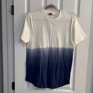 Free People White and Blue Ombre Tee NWOT